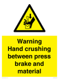 WV7770: Warning Hand crushing between press brake and material
