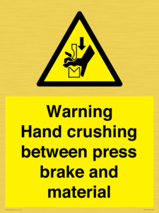 WV7770: Warning Hand crushing between press brake and material