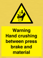 WV7770: Warning Hand crushing between press brake and material