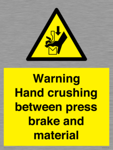 WV7770: Warning Hand crushing between press brake and material