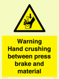 WV7770: Warning Hand crushing between press brake and material