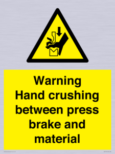 WV7770: Warning Hand crushing between press brake and material