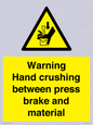 WV7770: Warning Hand crushing between press brake and material