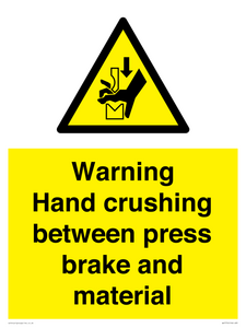 WV7770: Warning Hand crushing between press brake and material