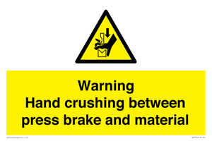 WV7770: Warning Hand crushing between press brake and material