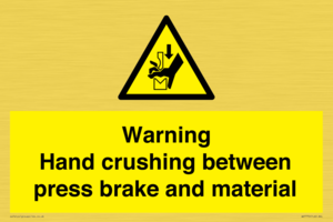 WV7770: Warning Hand crushing between press brake and material