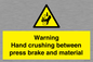 WV7770: Warning Hand crushing between press brake and material