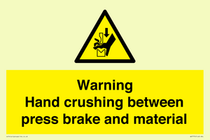 WV7770: Warning Hand crushing between press brake and material