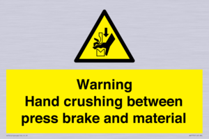 WV7770: Warning Hand crushing between press brake and material