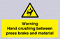 WV7770: Warning Hand crushing between press brake and material