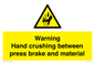 WV7770: Warning Hand crushing between press brake and material