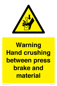 WV7770: Warning Hand crushing between press brake and material