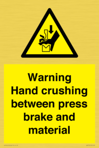WV7770: Warning Hand crushing between press brake and material