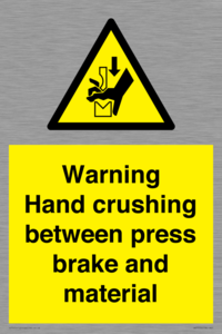 WV7770: Warning Hand crushing between press brake and material