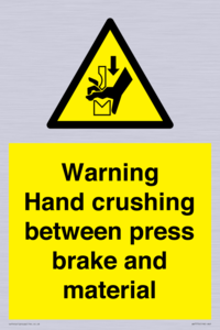 WV7770: Warning Hand crushing between press brake and material