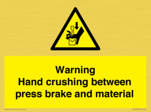 WV7770: Warning Hand crushing between press brake and material