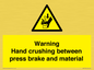 WV7770: Warning Hand crushing between press brake and material