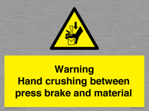 WV7770: Warning Hand crushing between press brake and material