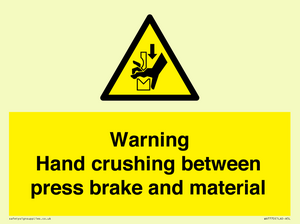 WV7770: Warning Hand crushing between press brake and material