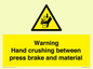 WV7770: Warning Hand crushing between press brake and material