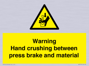 WV7770: Warning Hand crushing between press brake and material