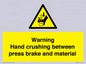 WV7770: Warning Hand crushing between press brake and material