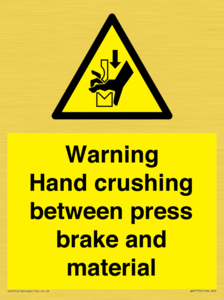 WV7770: Warning Hand crushing between press brake and material