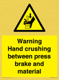 WV7770: Warning Hand crushing between press brake and material