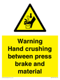 WV7770: Warning Hand crushing between press brake and material