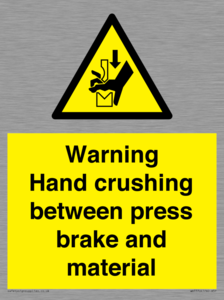 WV7770: Warning Hand crushing between press brake and material