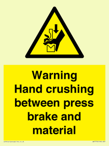 WV7770: Warning Hand crushing between press brake and material