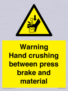 WV7770: Warning Hand crushing between press brake and material