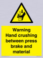 WV7770: Warning Hand crushing between press brake and material