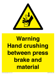 WV7770: Warning Hand crushing between press brake and material