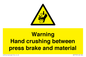 WV7770: Warning Hand crushing between press brake and material