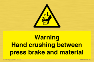WV7770: Warning Hand crushing between press brake and material