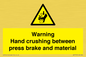 WV7770: Warning Hand crushing between press brake and material