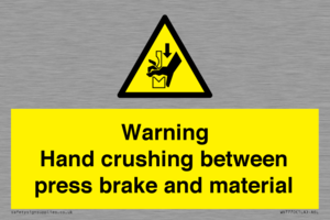 WV7770: Warning Hand crushing between press brake and material