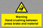 WV7770: Warning Hand crushing between press brake and material