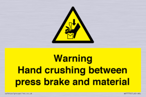 WV7770: Warning Hand crushing between press brake and material
