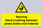 WV7770: Warning Hand crushing between press brake and material