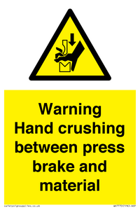 WV7770: Warning Hand crushing between press brake and material
