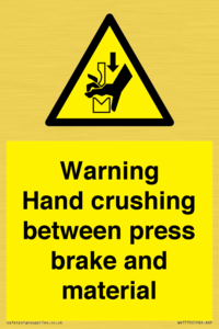 WV7770: Warning Hand crushing between press brake and material