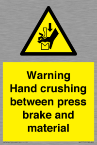 WV7770: Warning Hand crushing between press brake and material