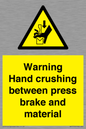 WV7770: Warning Hand crushing between press brake and material