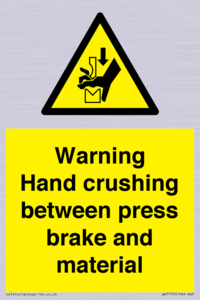 WV7770: Warning Hand crushing between press brake and material