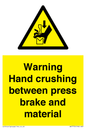 WV7770: Warning Hand crushing between press brake and material