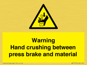 WV7770: Warning Hand crushing between press brake and material