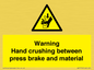 WV7770: Warning Hand crushing between press brake and material