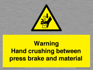 WV7770: Warning Hand crushing between press brake and material